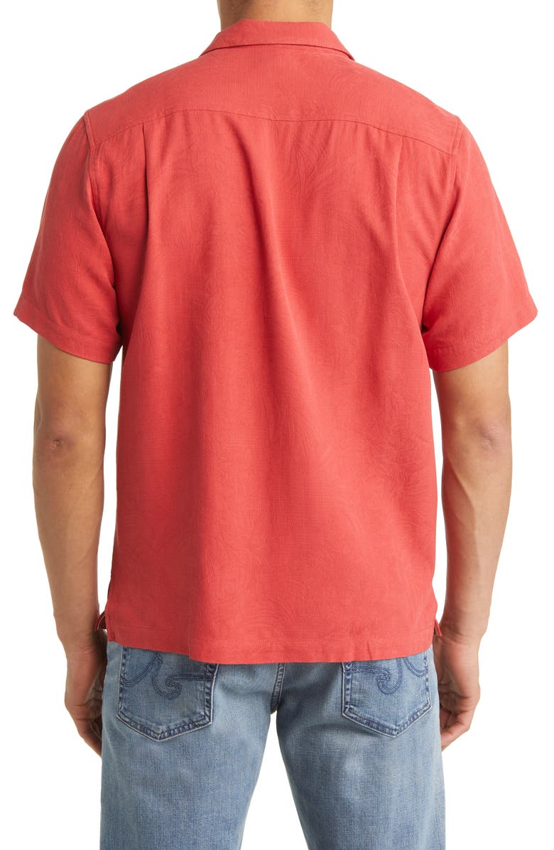 Tommy Bahama Tropic Isle Short Sleeve Button-Up Silk Camp Shirt, Alternate, color, Dk Havana