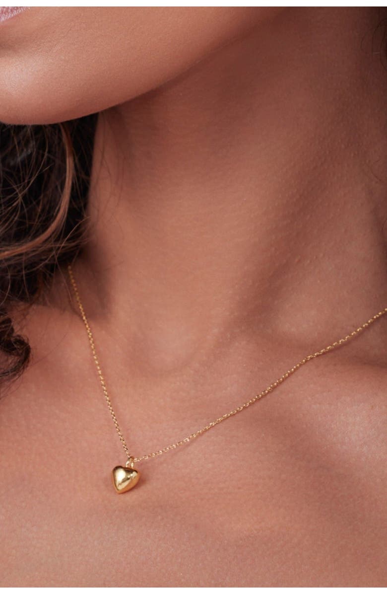 Bearfruit Jewelry 14k Gold Plated Puffed Heart Necklace Holiday Gift Idea, Alternate, color, Gold