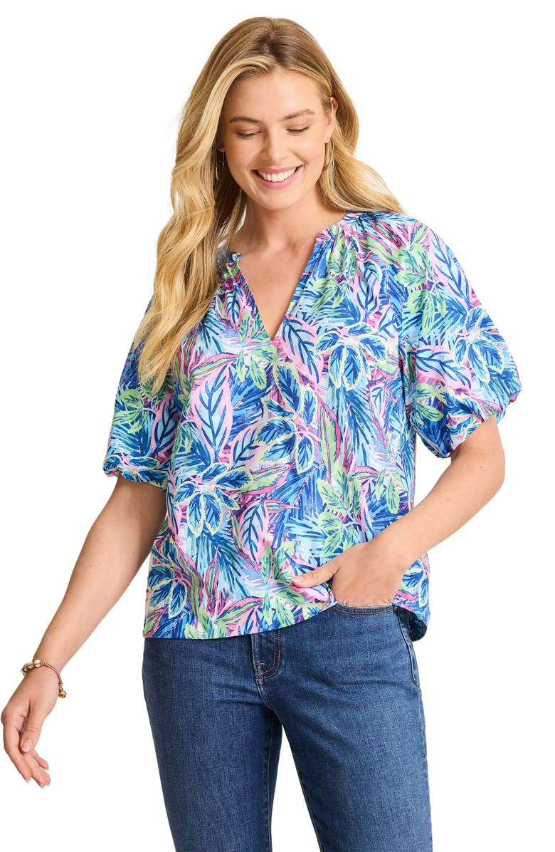 Tommy Bahama Frond Grove Cotton Voile Top, Alternate, color, Cyber Light