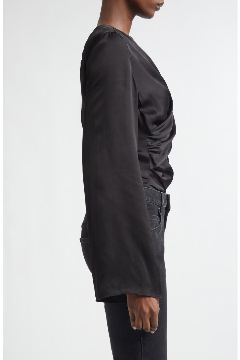 Neame Draped Bell Sleeve Top, Alternate, color, BLACK