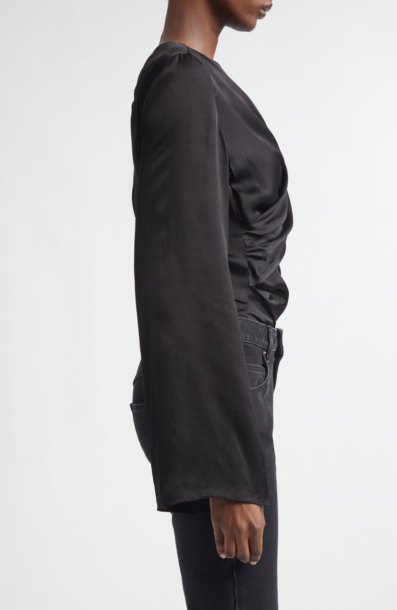 Isabel Marant Neame Draped Bell Sleeve Top, Alternate, color, Black