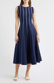 FREEMARKET Contrast Piping Sleeveless Midi Sweater Dress