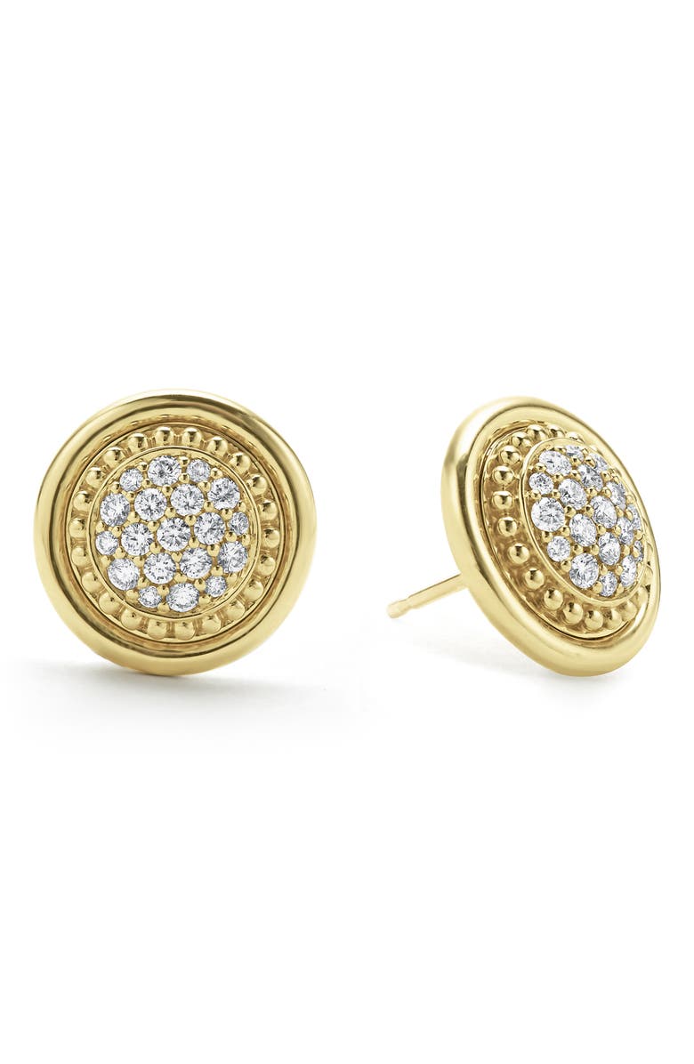 LAGOS Meridan Pavé Diamond Stud Earrings, Alternate, color, Gold