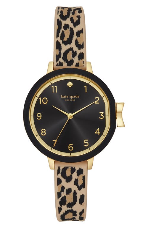 Kate Spade Park Row Quartz Black Dial Ladies Watch Ksw1485 In Leopard/black/gold
