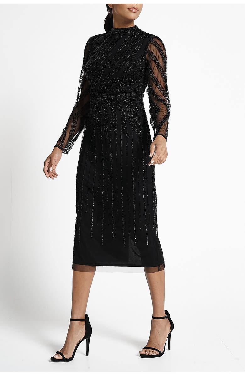 Frock and Frill Long Sleeve Embellished Midi Gown, Alternate, color, 