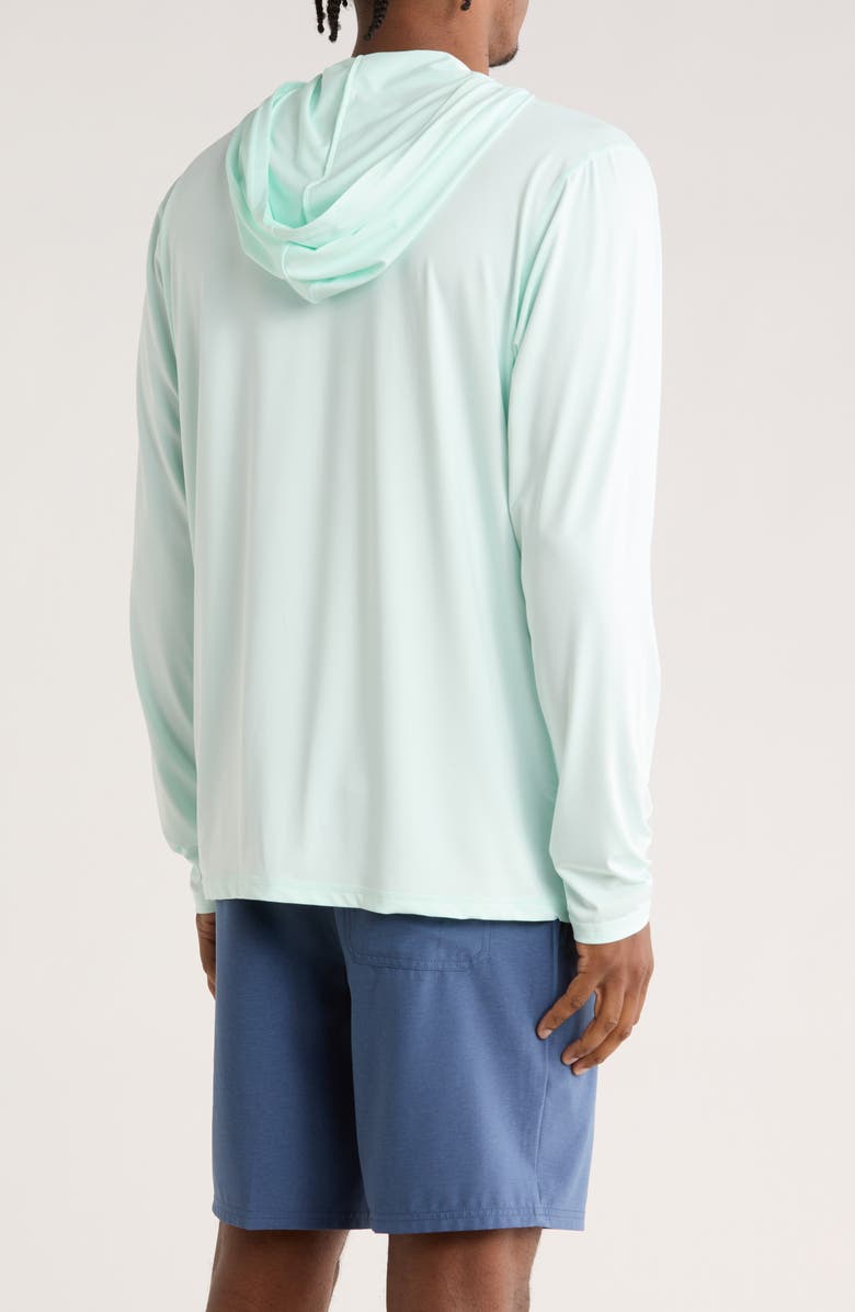 Hurley Iconic Palms Hybrid UPF 50+ Hooded Sun Shirt, Alternate, color, Soothing Sea Heather