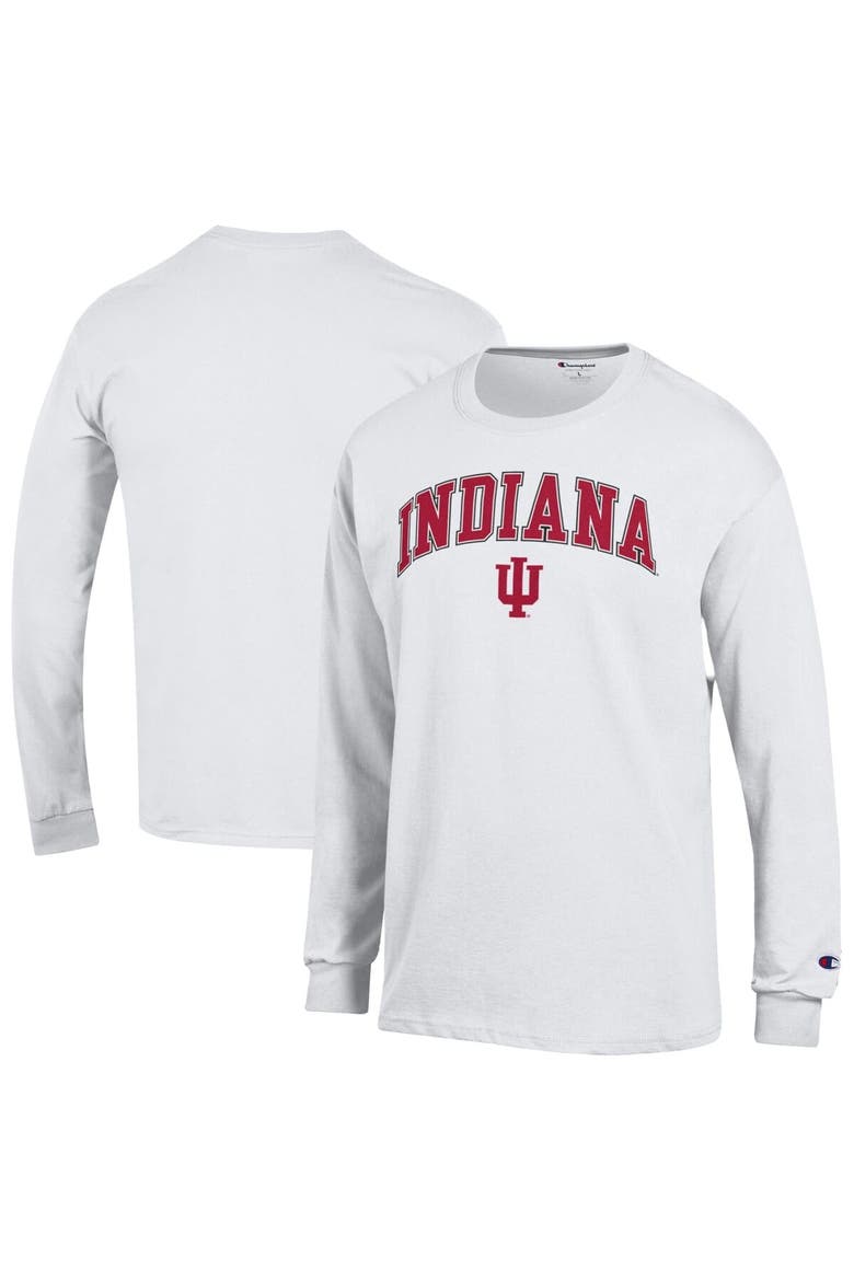 Men's Champion  White Indiana Hoosiers Arch Over Logo Long Sleeve T-Shirt, Main, color, White