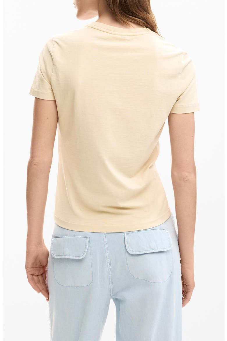 Embroidered Pansy Cotton Graphic T-Shirt, Alternate, color, LIGHT BEIGE