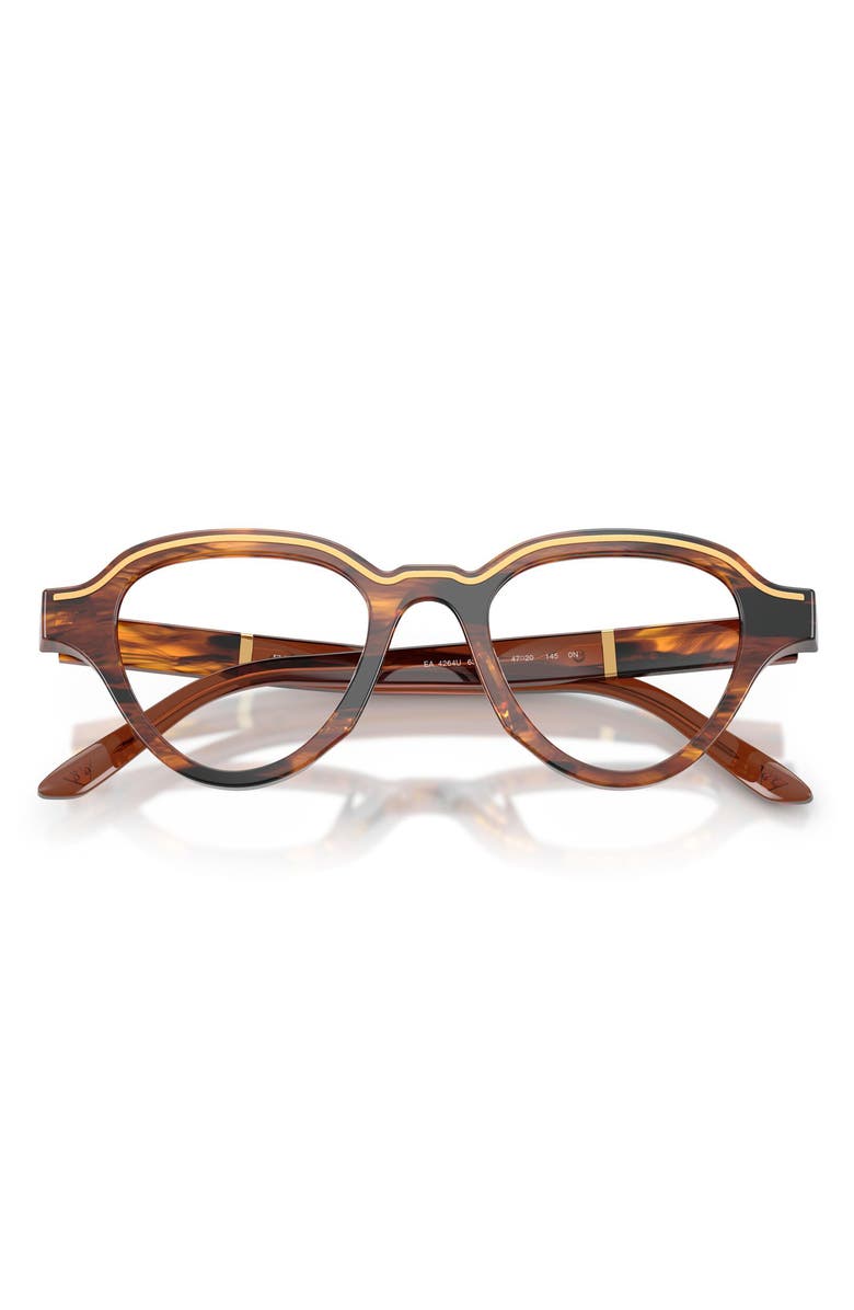 Emporio Armani 47mm Irregular Optical Glasses, Alternate, color, Shiny Striped Dark Brown
