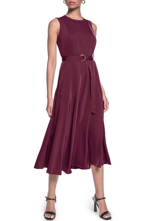 Belted Sleeveless Midi Dress