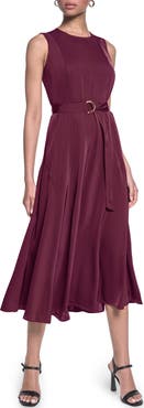 KARL LAGERFELD Belted Sleeveless Midi Dress