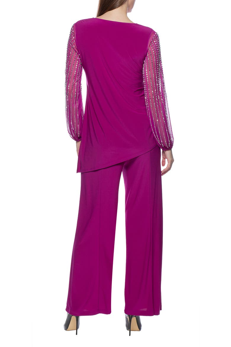 Beaded Sleeve 2-Piece Pant Set, Alternate, color, FUCHSIA