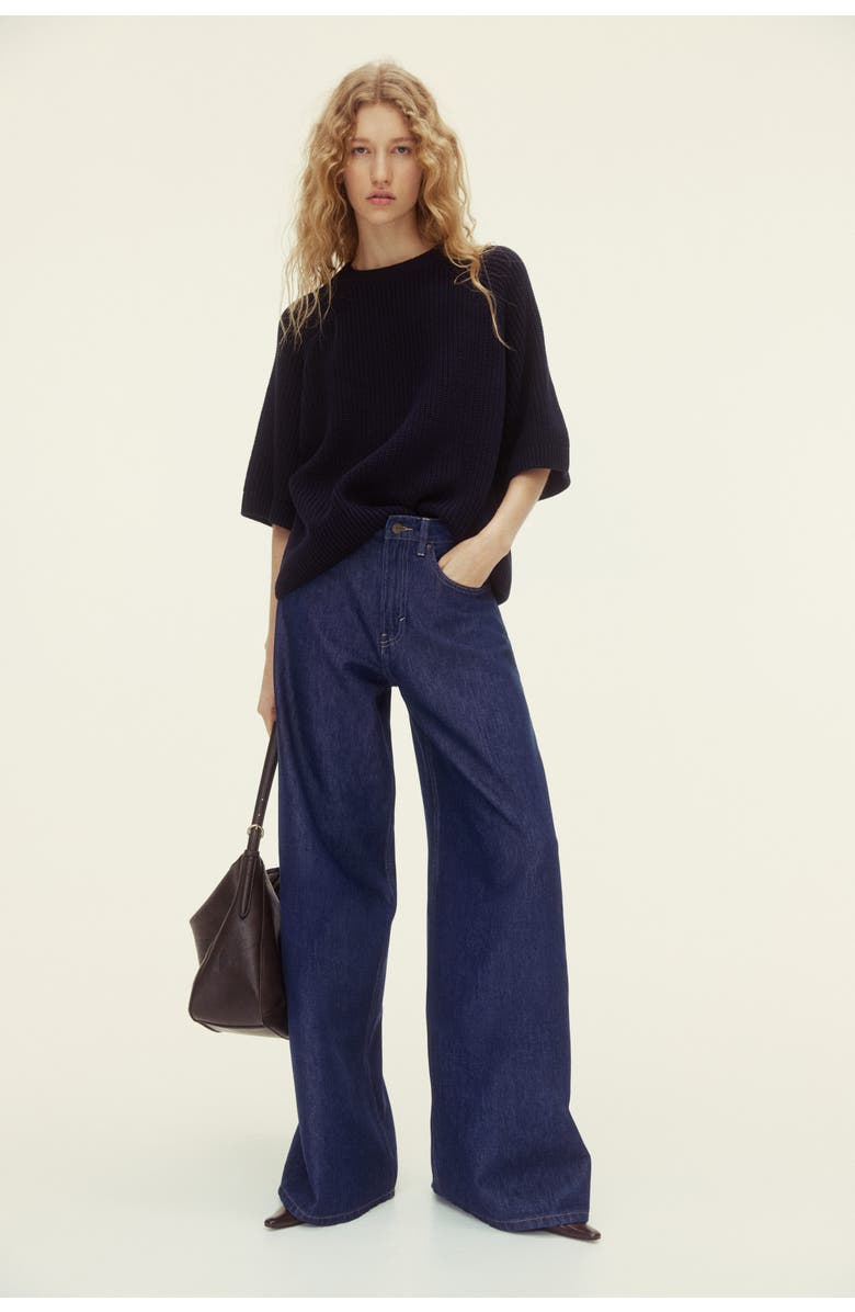 H&M Wide High Waist Jeans, Alternate, color, Dark Denim Blue