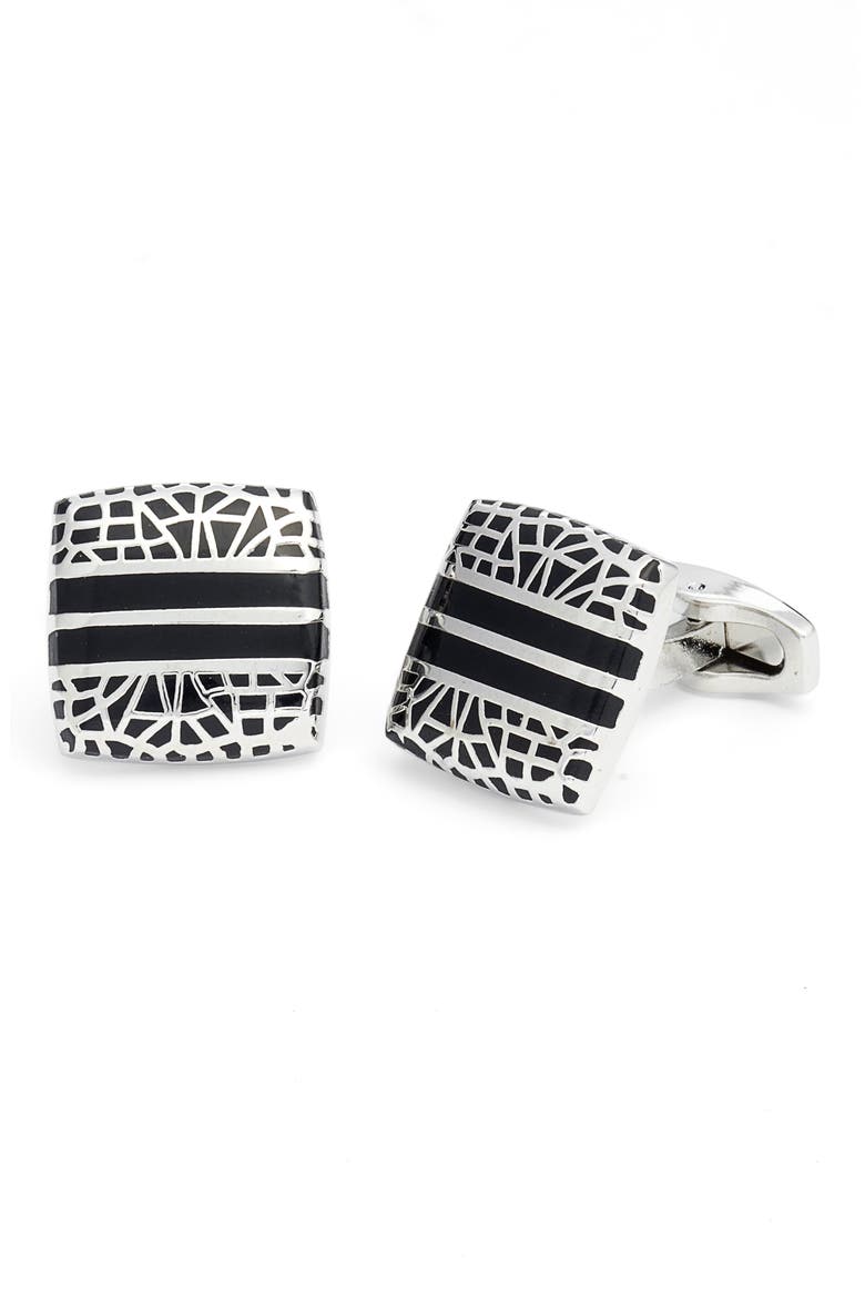 Hendry Geo Cuff Links, Main, color, BLACK