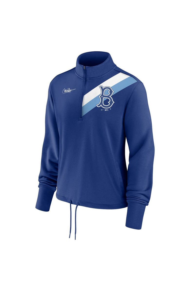 Nike Women's Nike Royal Brooklyn Dodgers Cooperstown Collection Rewind Stripe Performance Half-Zip Pullover, Alternate, color, 
