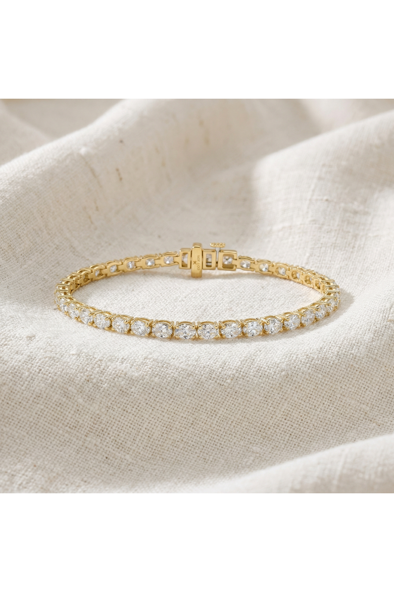 4.5Ct Oval Cut Diamond Tennis Bracelet 7" 14k Gold Lab Grown, Alternate, color, 14k Yellow Gold