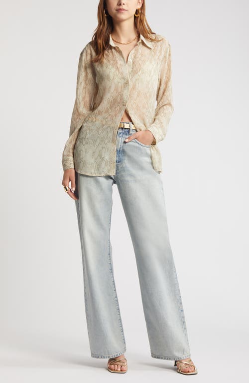 OPEN EDIT OPEN EDIT SHEER BUTTON-UP SHIRT