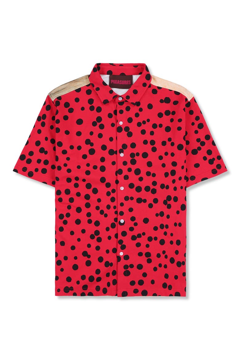 Bug Eye Short Sleeve Button-Up Shirt, Alternate, color, RED