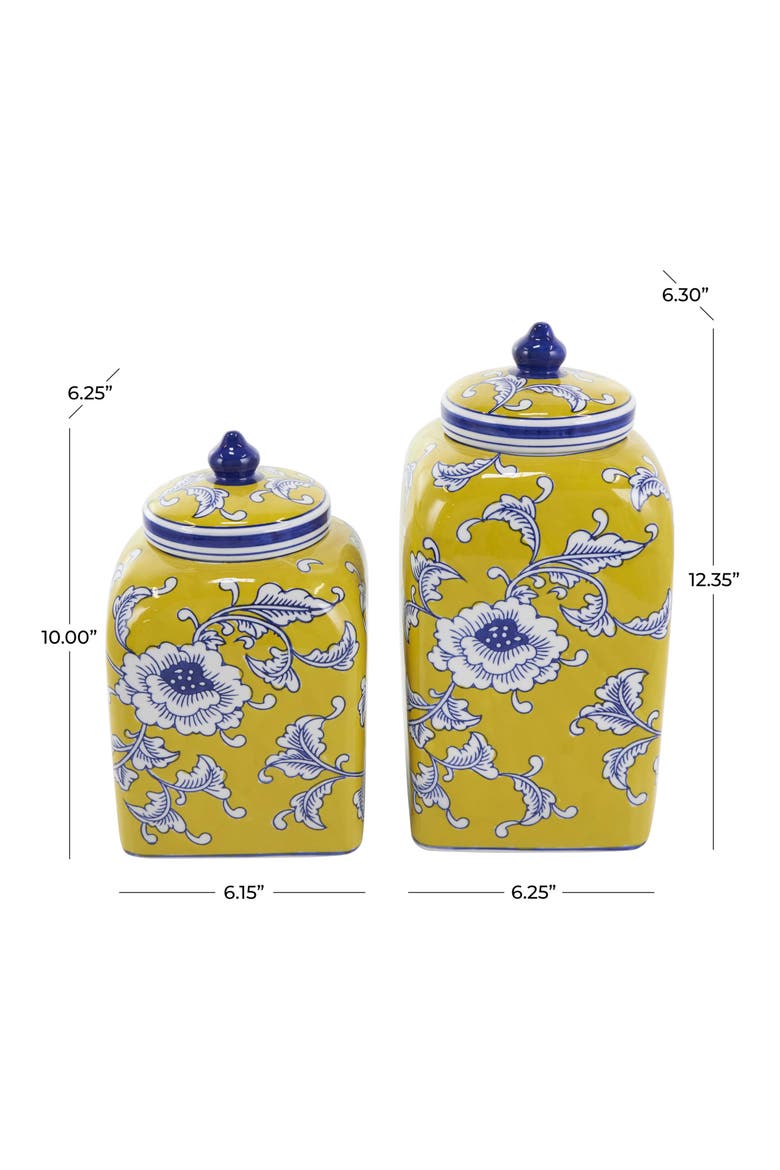 Eclectic Stoneware Set of 2 Containers, Alternate, color, YELLOW