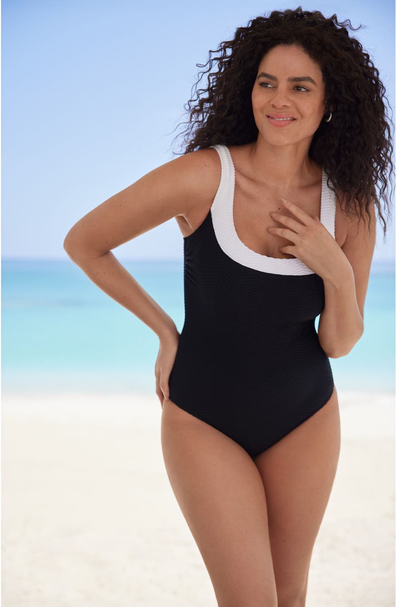 Longitude X-Back Tank Long Torso One-Piece Swimsuit, Alternate, color, Texture Luxe