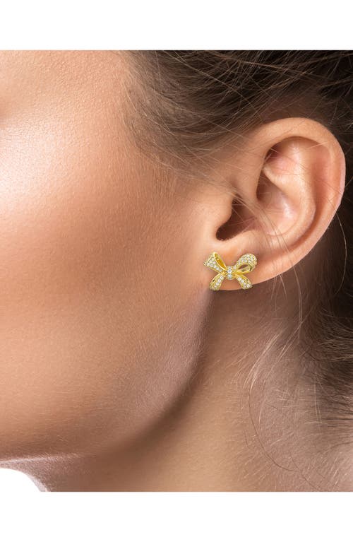 Cz By Kenneth Jay Lane Pavé Cubic Zirconia Bow Stud Earrings In Clear Gold