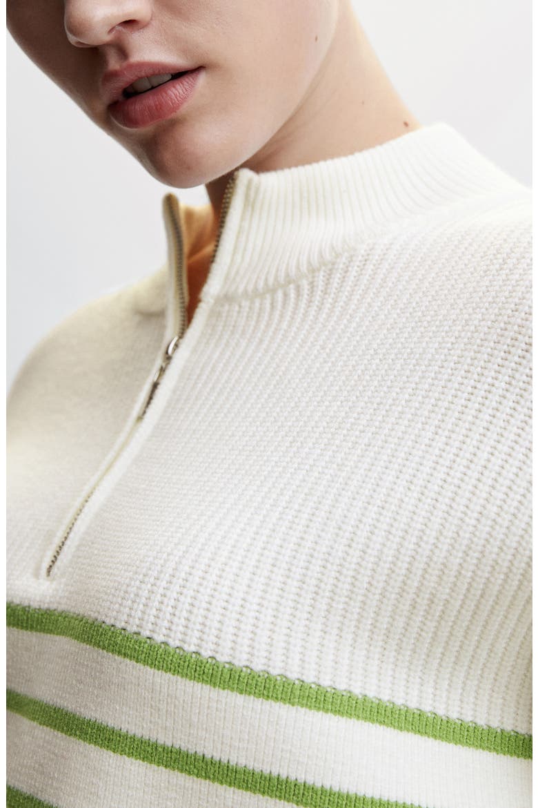 Oversize Stripe Quarter Zip Pullover, Alternate, color, GREEN