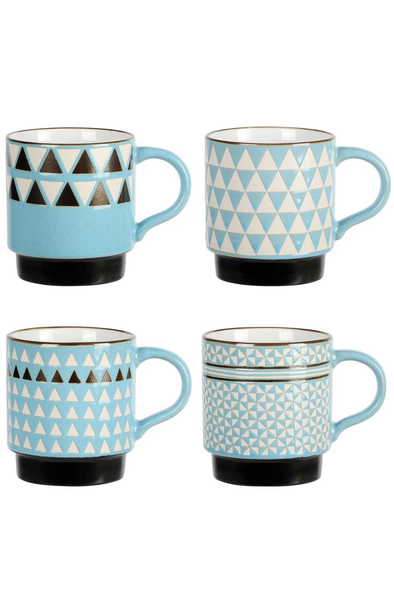 Mr. Coffee Prime Valley 4 Piece 15 Ounce Stackable Coffee Mug Set, Main, color, Blue