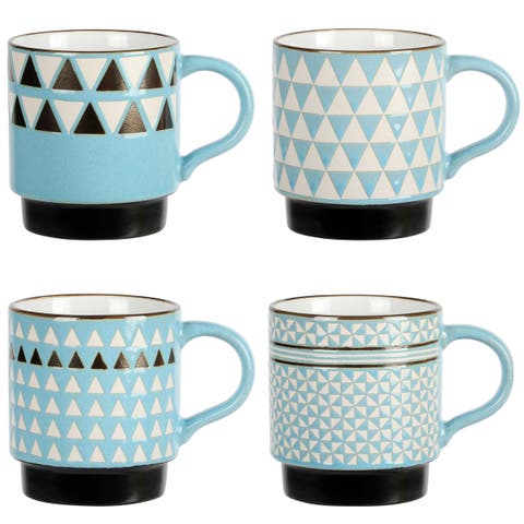Prime Valley 4 Piece 15 Ounce Stackable Coffee Mug Set