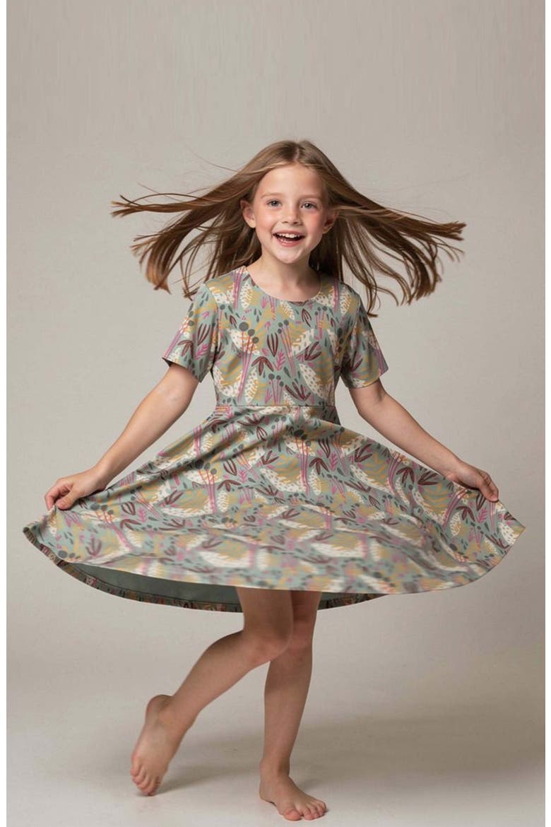 Organic Cotton Short Sleeve Print Twirl Dress, Alternate, color, Whimsy