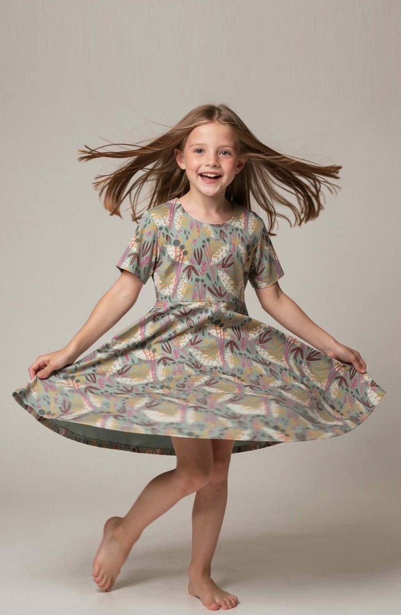 Mightly Organic Cotton Short Sleeve Print Twirl Dress, Alternate, color, Whimsy