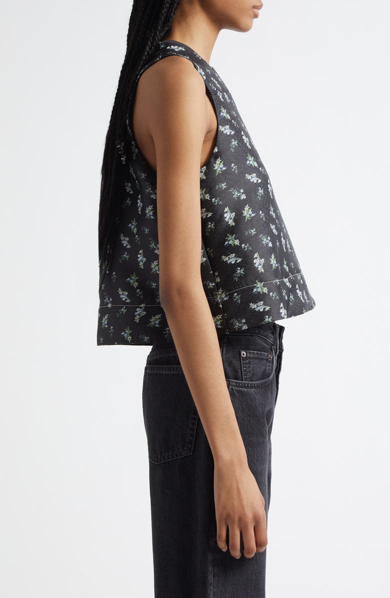 Ganni Floral Jacquard Shell, Alternate, color, Black