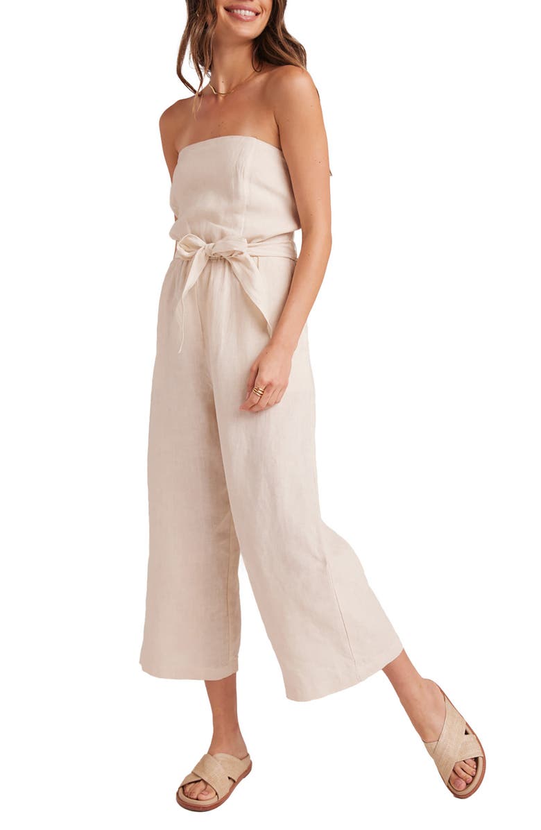 Bella Dahl Strapless Linen Crop Wide Leg Jumpsuit, Main, color, 