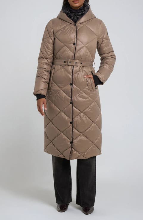Amiyah Belted Diamond Quilt Longline Jacket