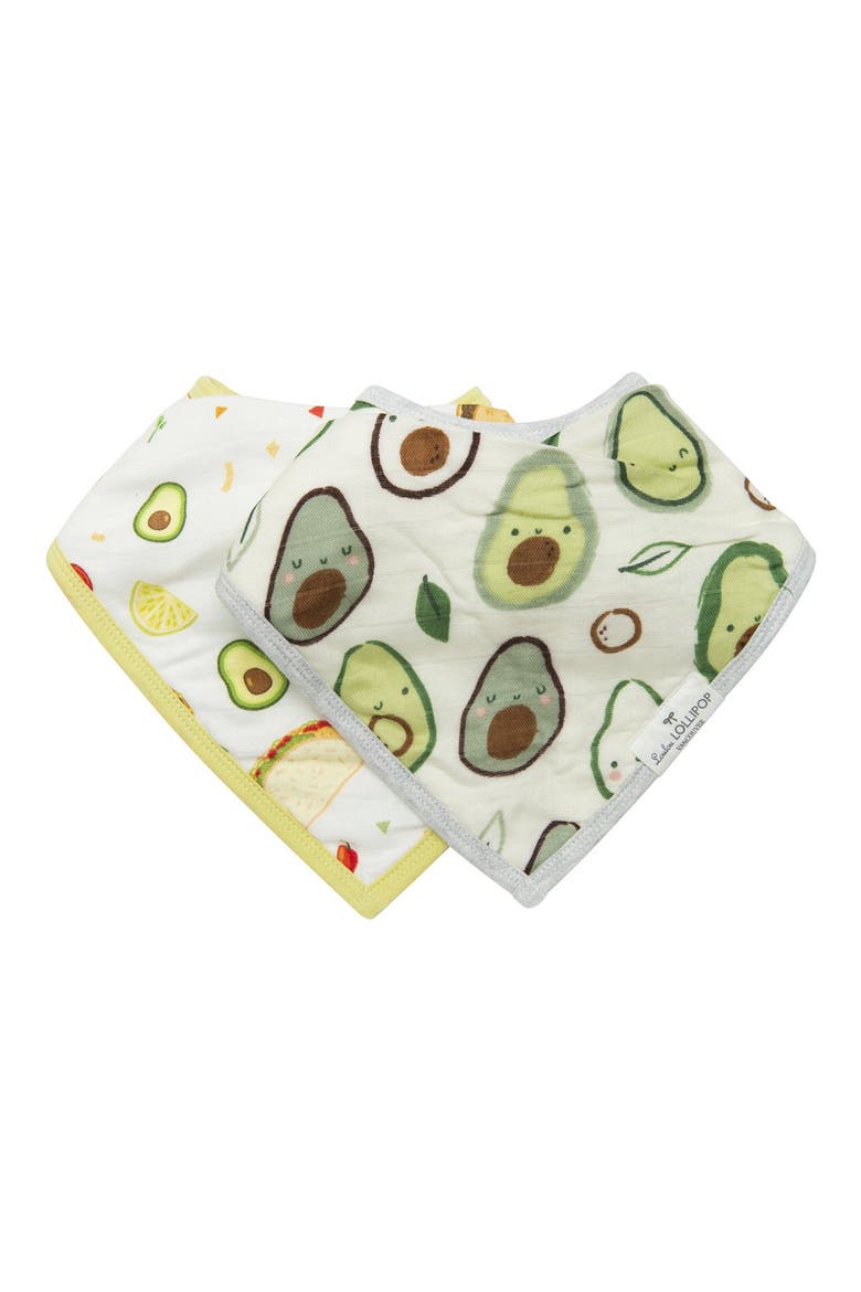2-Pack Muslin Bandana Bibs, Main, color, AVOCADO