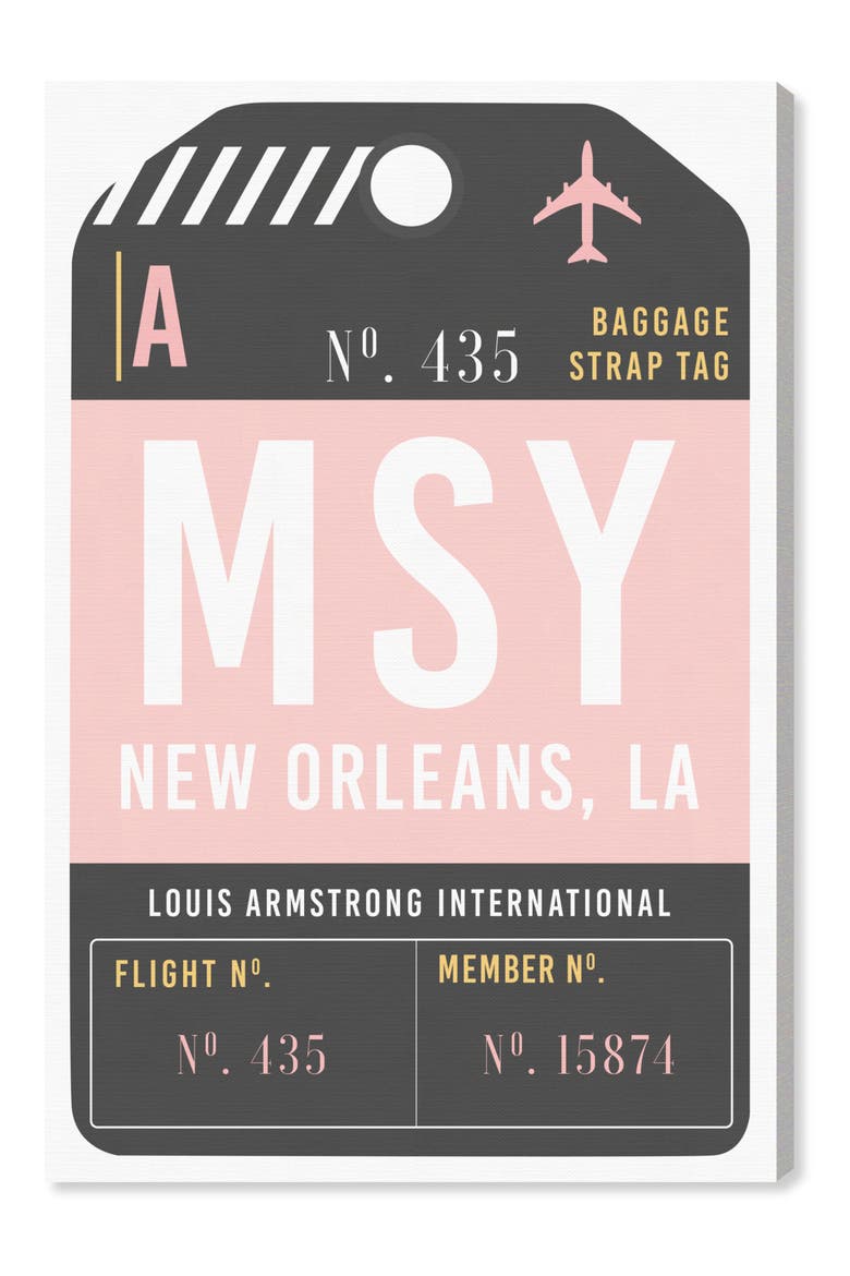 New Orleans Luggage Tag Wall Art, Main, color, PINK