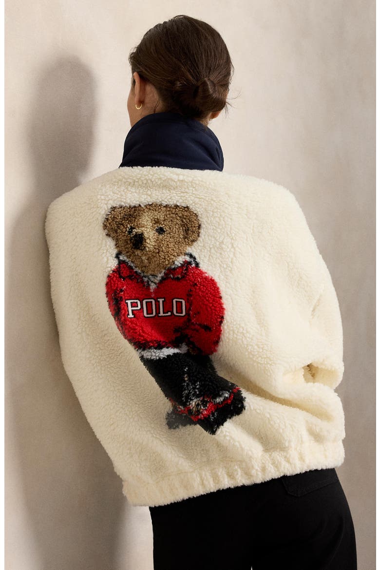 Polo Bear High Pile Fleece Pullover, Alternate, color, CLUBHOUSE CREAM MULTI