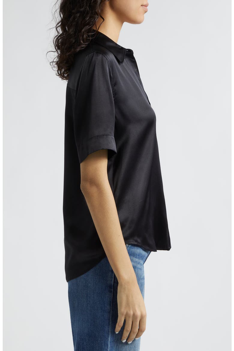 Elah Short Sleeve Silk Shirt, Alternate, color, BLACK