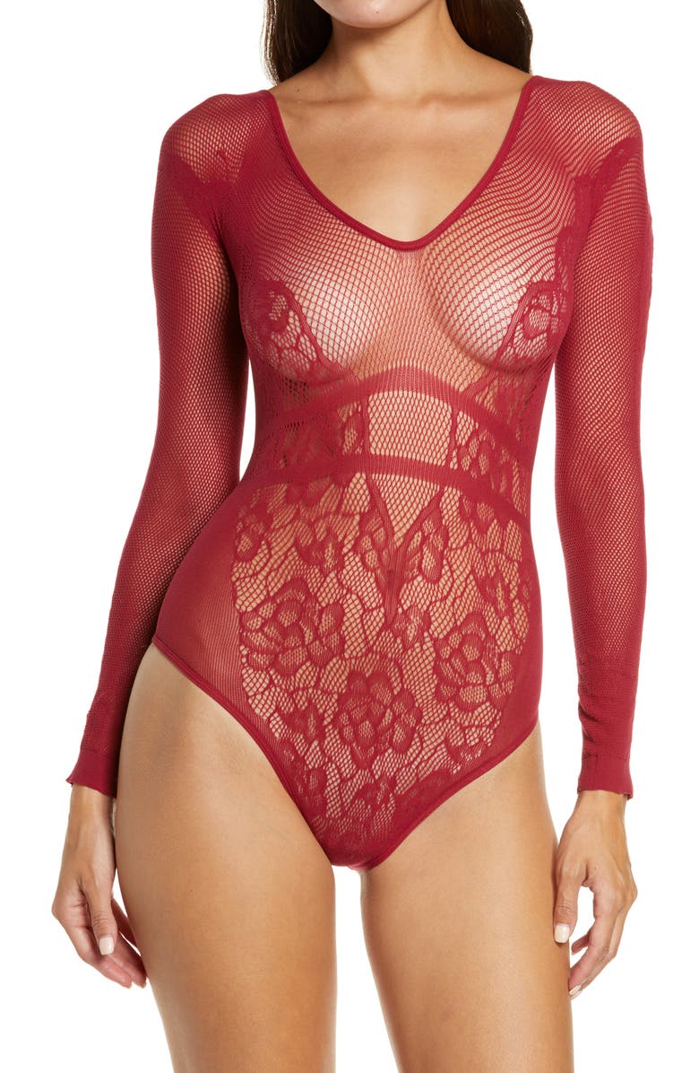 Hauty Lingerie Mas Vino Teddy, Main, color, Burgundy