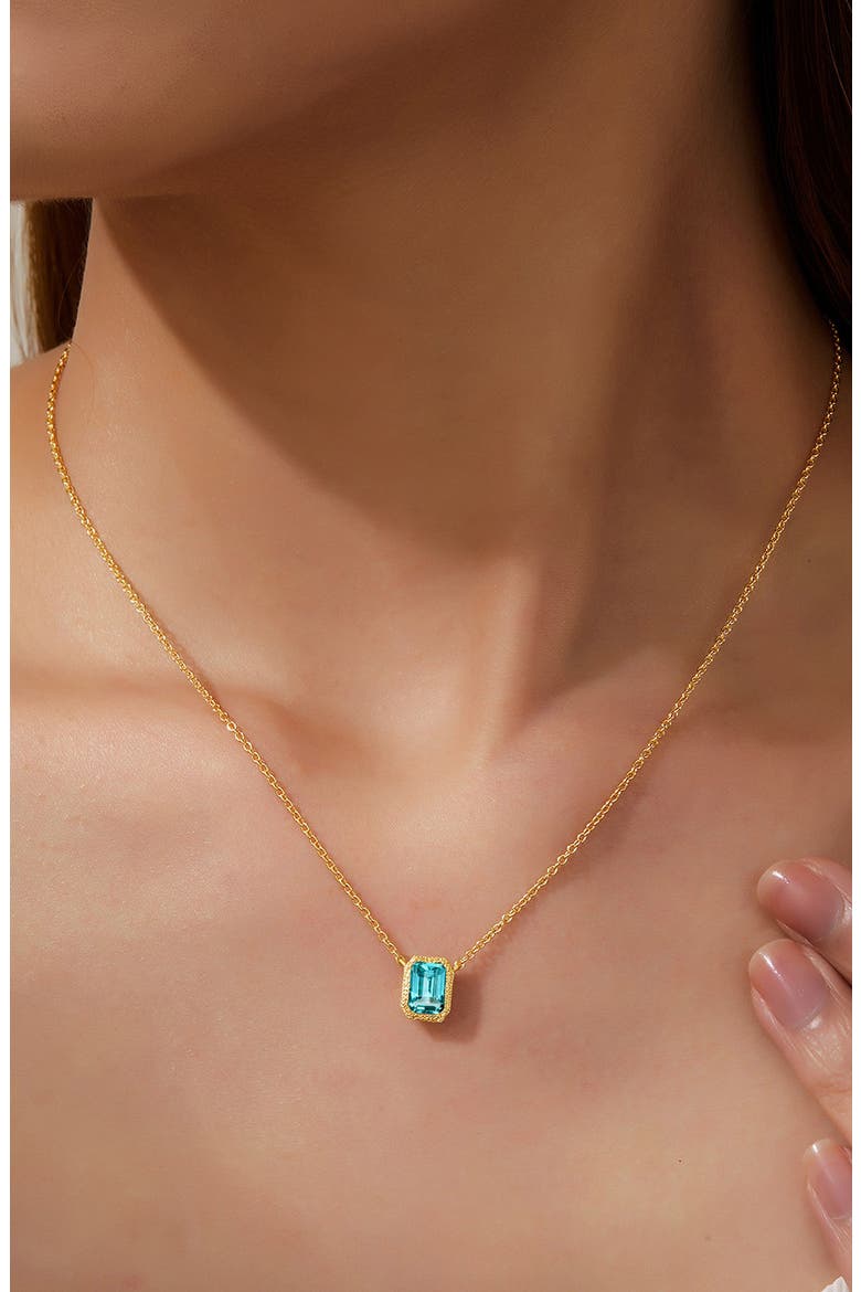 Fancy Lab Created Sapphire Pendant Necklace, Alternate, color, BLUE