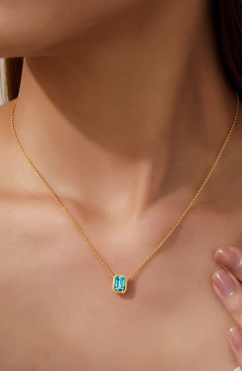 Lafonn Fancy Lab Created Sapphire Pendant Necklace, Alternate, color, Blue