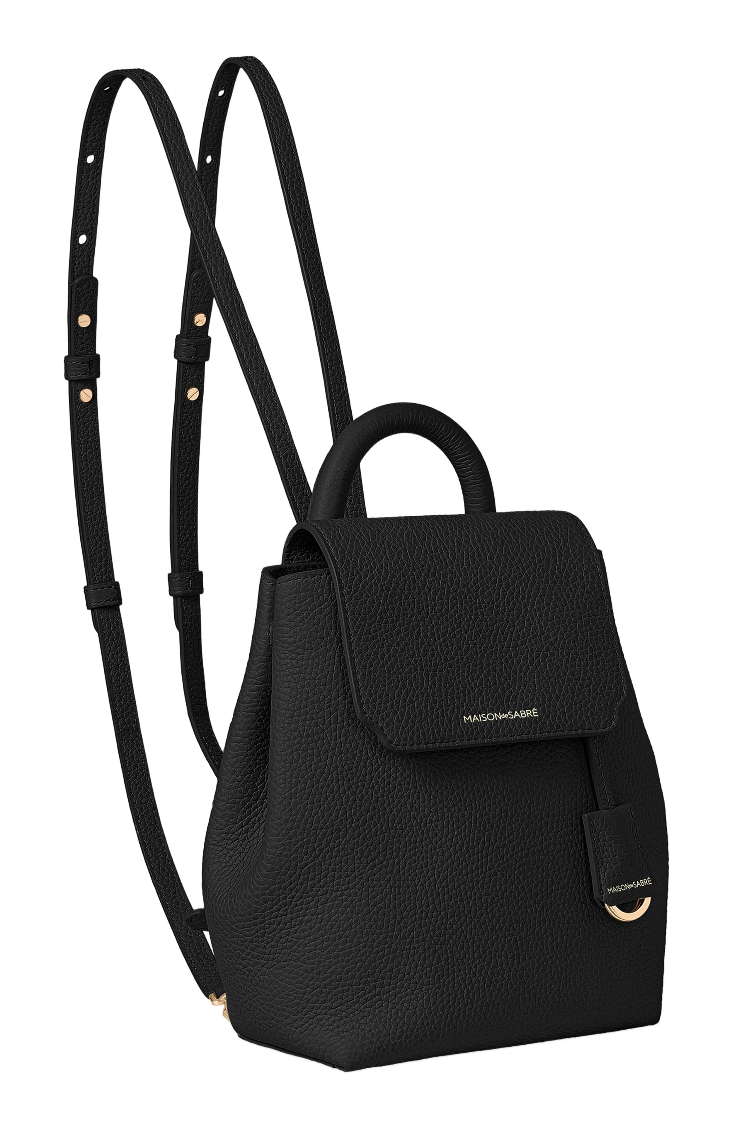 Mini Soft Leather Backpack, Alternate, color, Black Caviar
