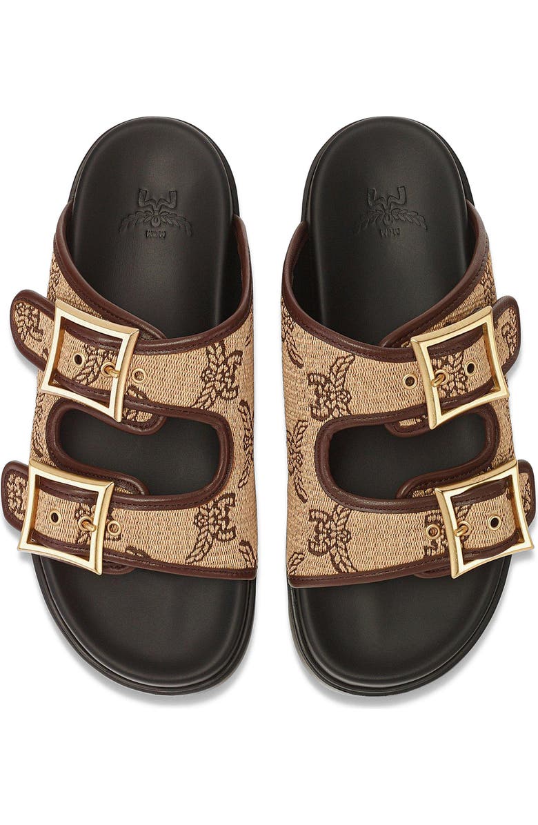 MCM Sandals in Lauretos Raffia Jacquard, Alternate, color, Beige