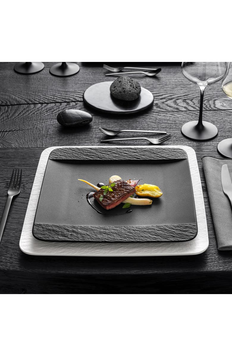 Villeroy & Boch Manufacture Rock Square Dinner Plate, Alternate, color, Black