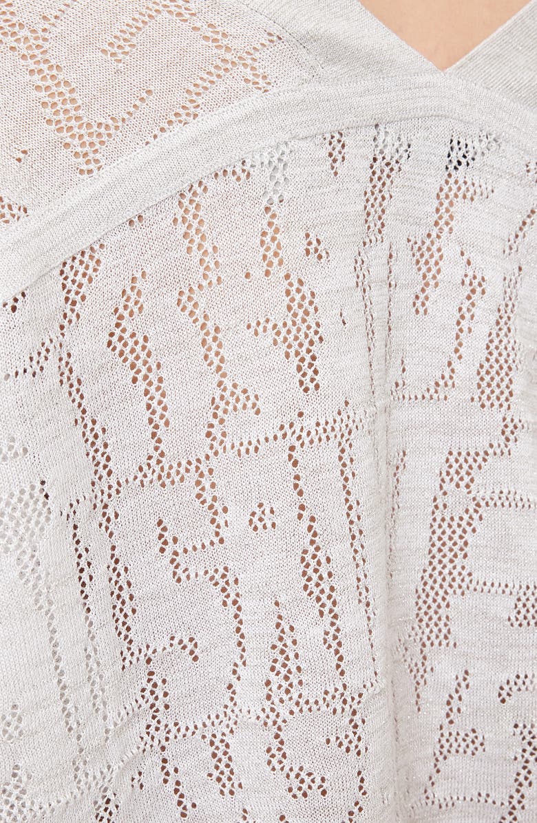 AllSaints Kaito Open Stitch Sheer Mesh V-Neck Sweater, Alternate, color,