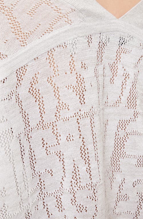 Shop Allsaints Kaito Open Stitch Sheer Mesh V-neck Sweater In Chalk White