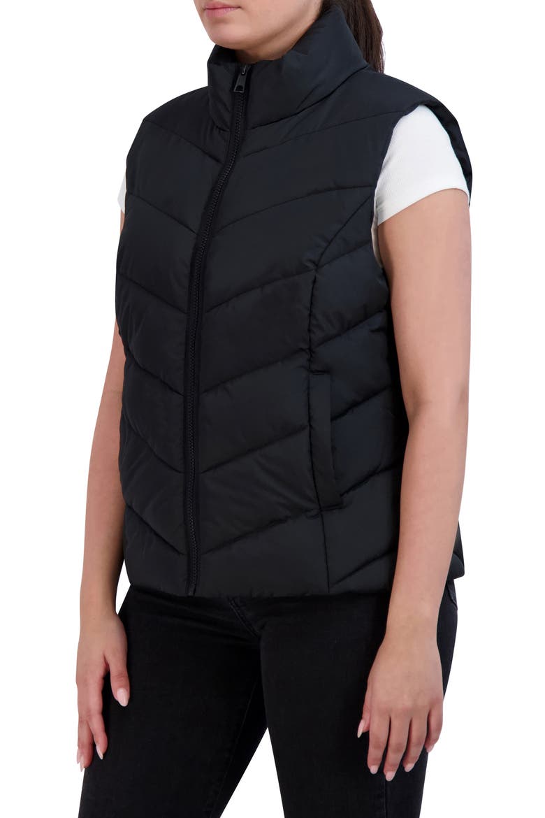 Pongee Puffer Vest, Alternate, color, BLACK