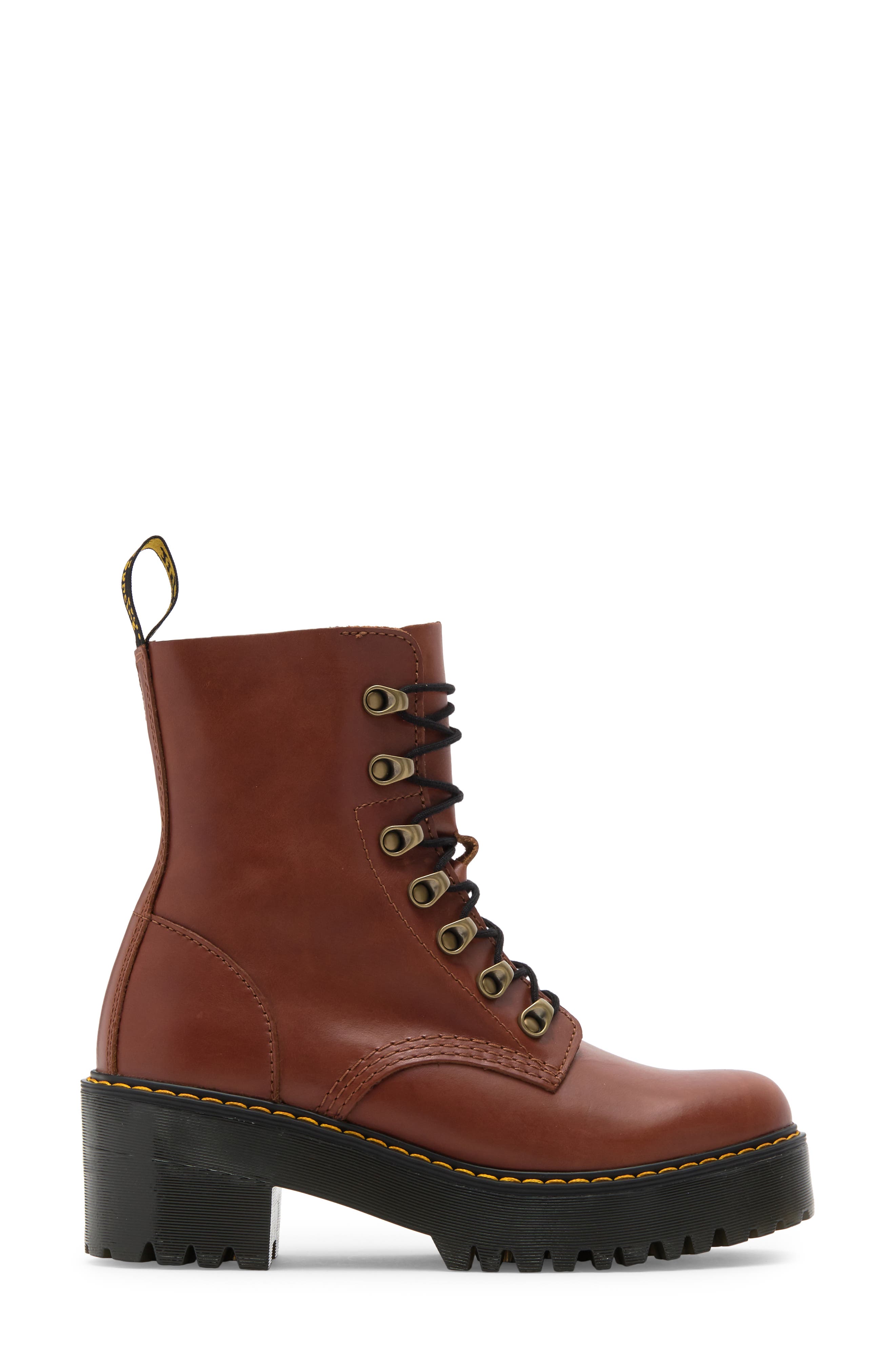 Dr. Martens Leona Combat Boot, Alternate, color, Saddle Tan Farrier