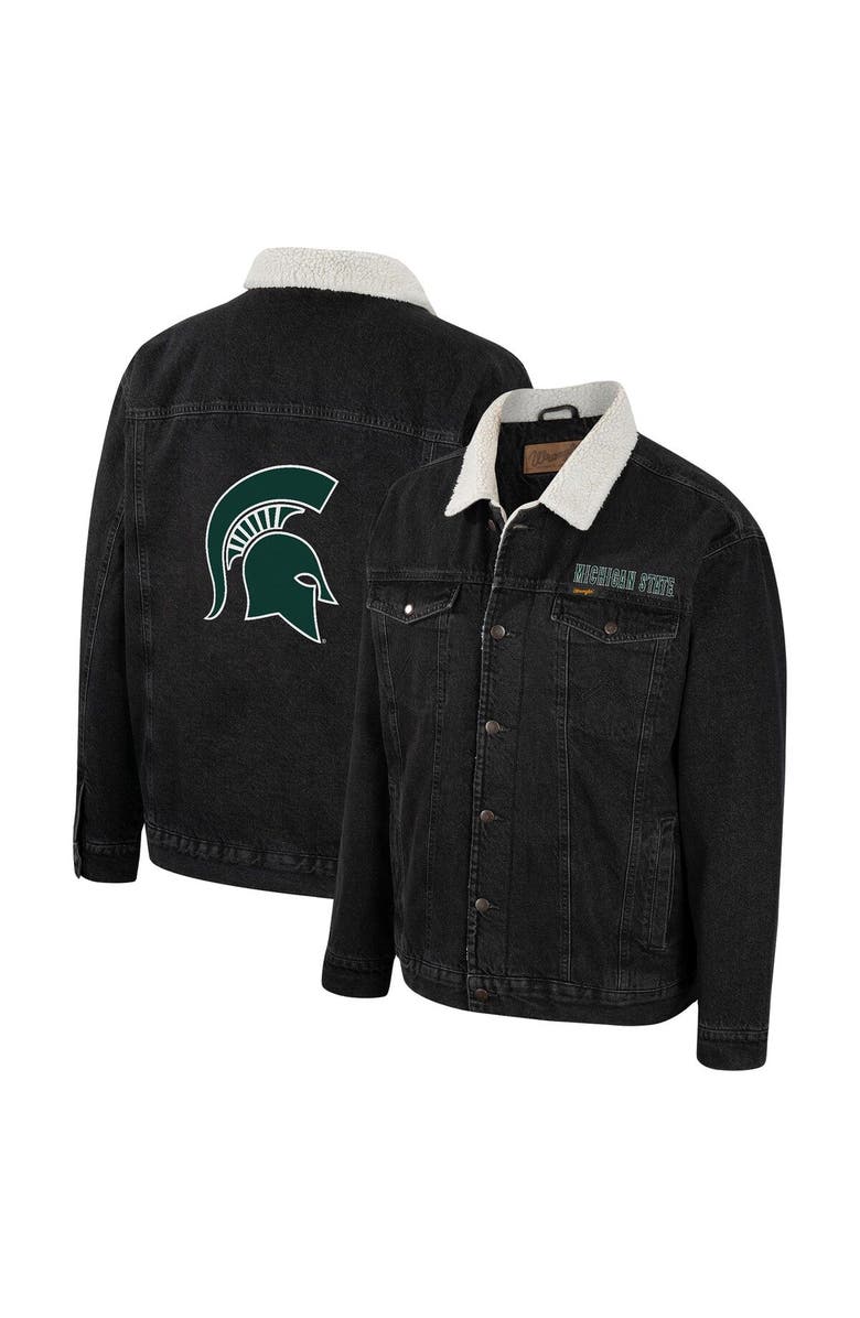 COLOSSEUM X WRANGLER Men's Colosseum x Wrangler Charcoal Michigan State Spartans Western Button-Up Denim Jacket, Main, color, Charcoal