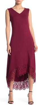 Nina Leonard Sleeveless V-Neck High/Low Dress