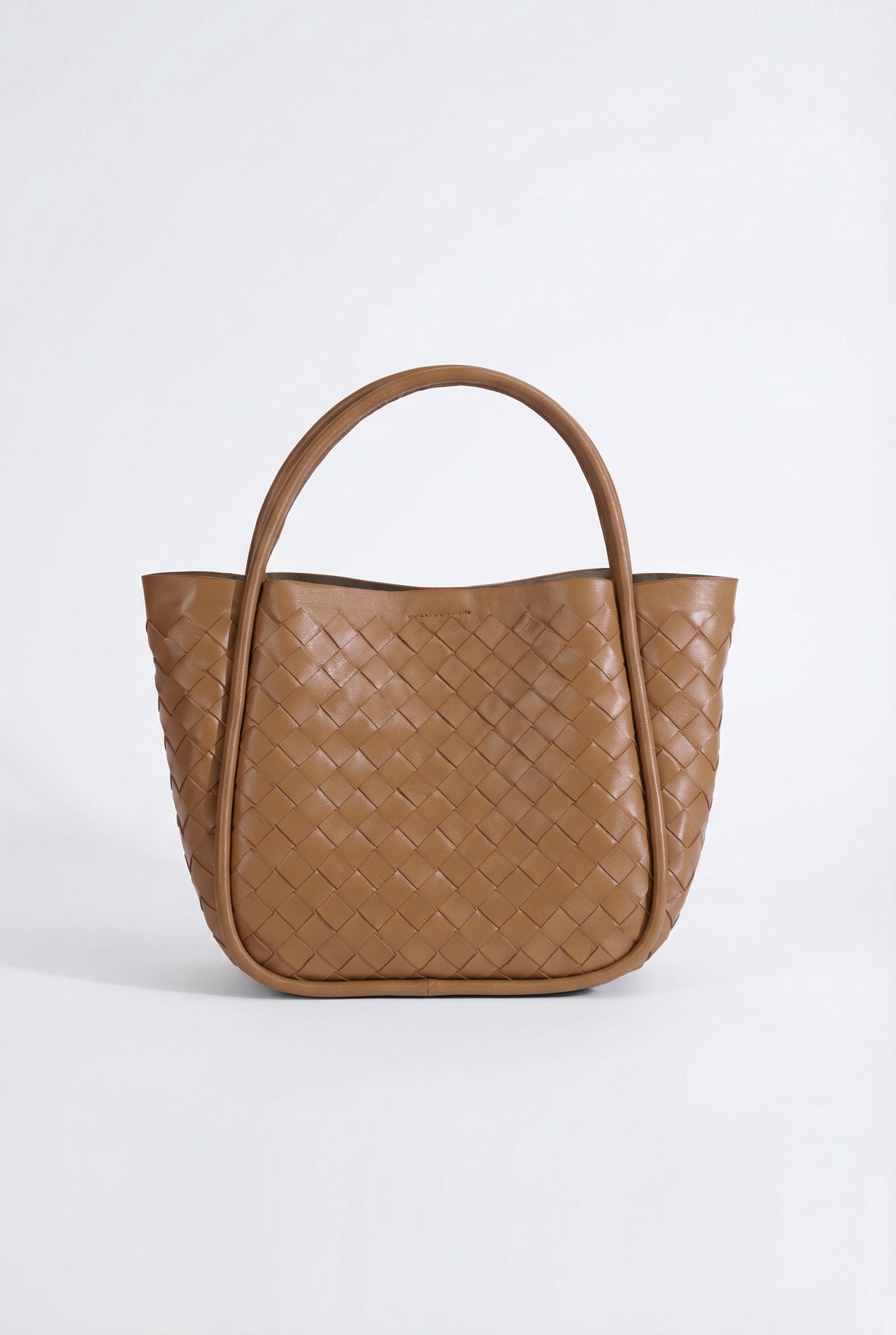 FURNIQ UK Portland Woven Leather Top Handle Bag, Alternate, color, Tan Brown